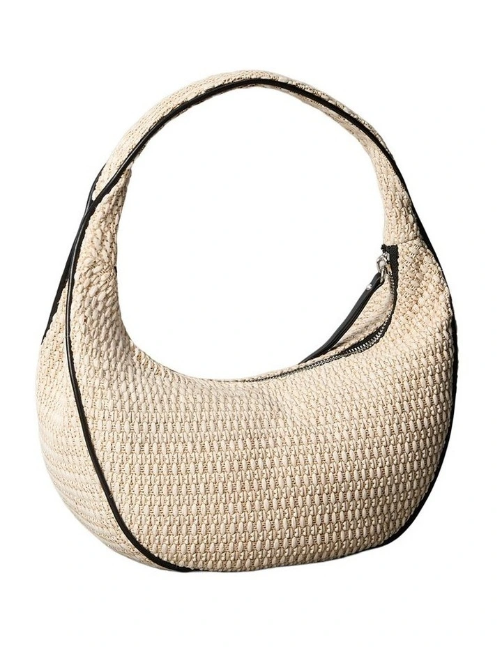Raffia Shoulder Bag in Cream image 2