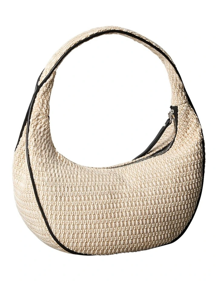 Raffia Shoulder Bag in Cream image 2