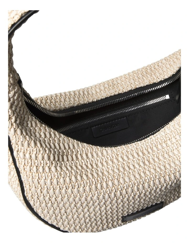 Raffia Shoulder Bag in Cream image 3