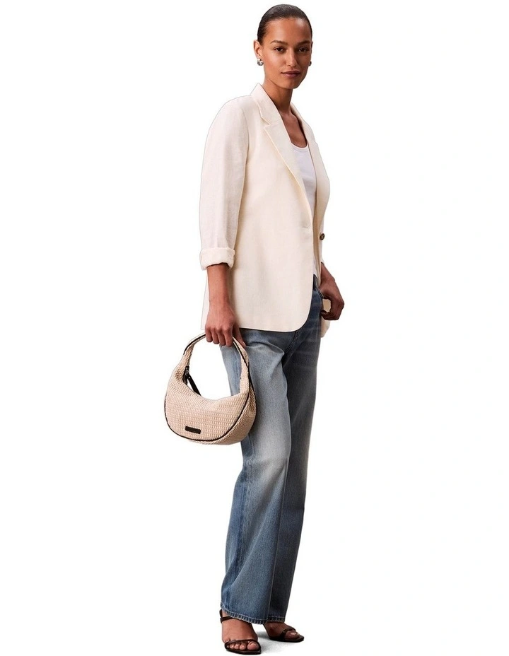 Raffia Shoulder Bag in Cream image 4
