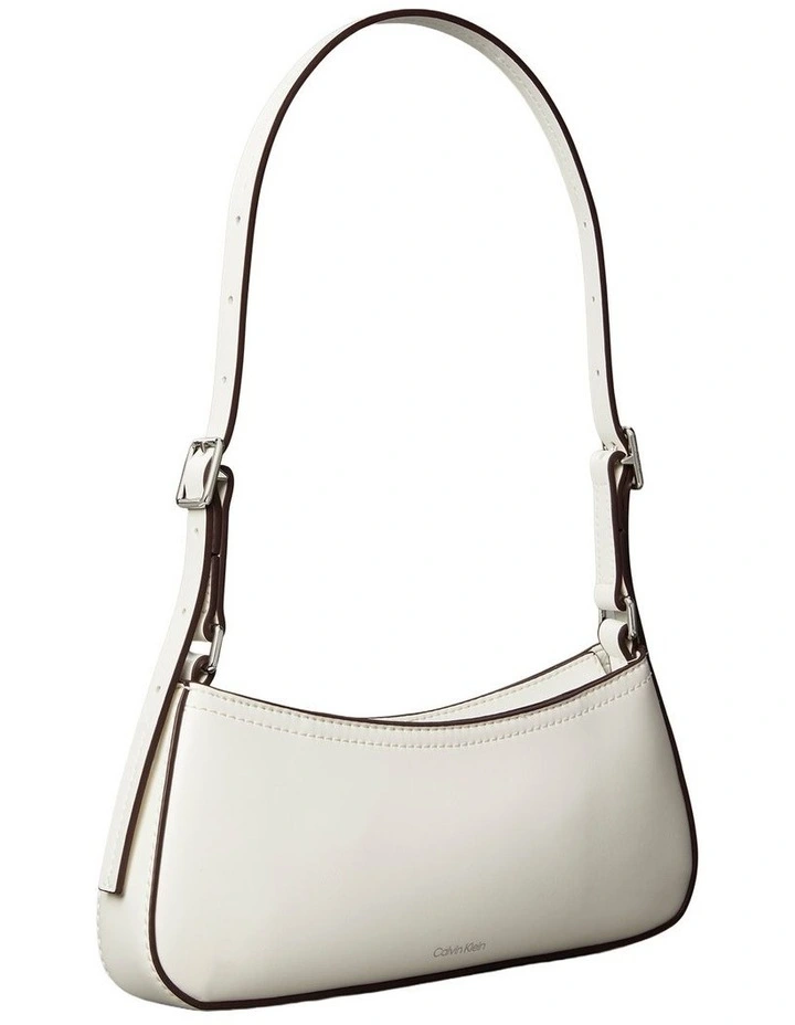 Monogram Logo Hardware Shoulder Bag in White image 2