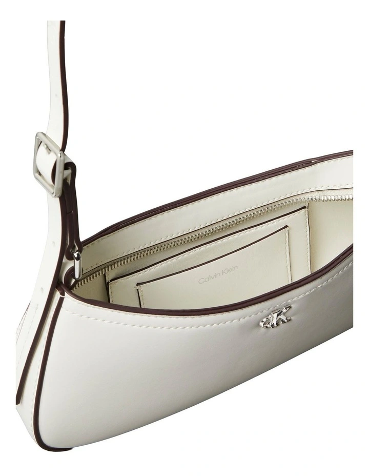 Monogram Logo Hardware Shoulder Bag in White image 3