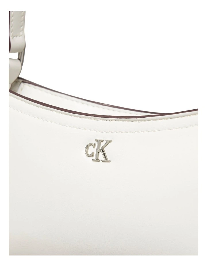 Monogram Logo Hardware Shoulder Bag in White image 4