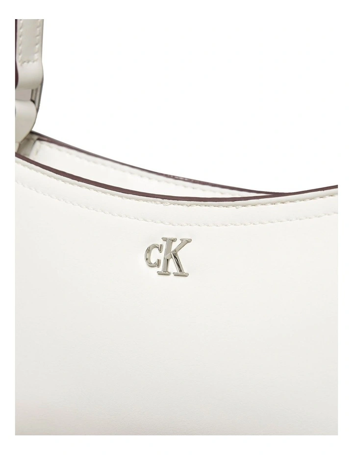Monogram Logo Hardware Shoulder Bag in White image 4
