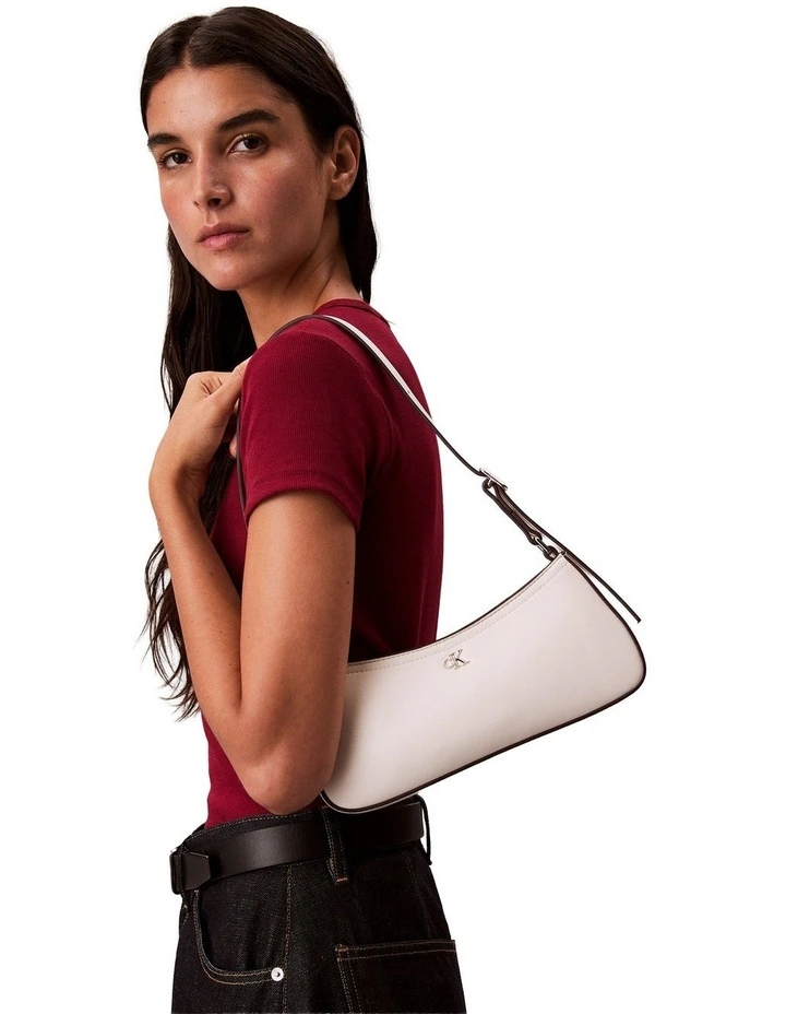 Monogram Logo Hardware Shoulder Bag in White image 5