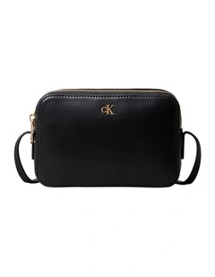 Monogram Logo Hardware Crossbody Camera Bag in Black