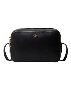 Monogram Logo Hardware Crossbody Camera Bag in Black