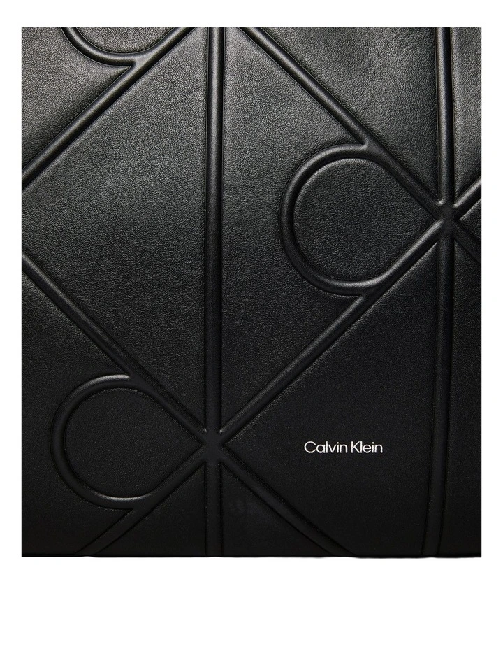 Embossed Leather Monogram Tote Bag in Black image 4