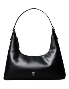 Monogram Logo Emblem Shoulder Bag in Black