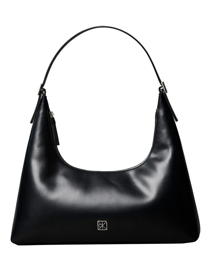 Monogram Logo Emblem Shoulder Bag in Black image 1