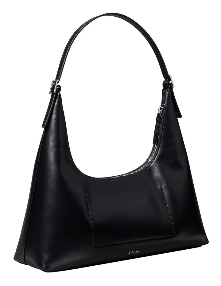 Monogram Logo Emblem Shoulder Bag in Black image 2