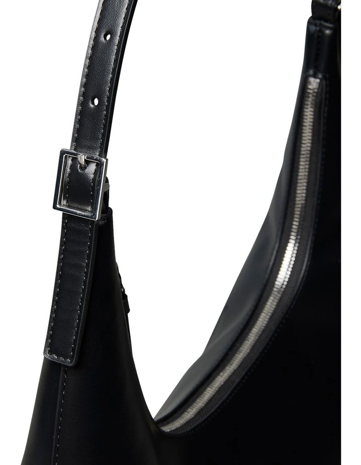Monogram Logo Emblem Shoulder Bag in Black image 3