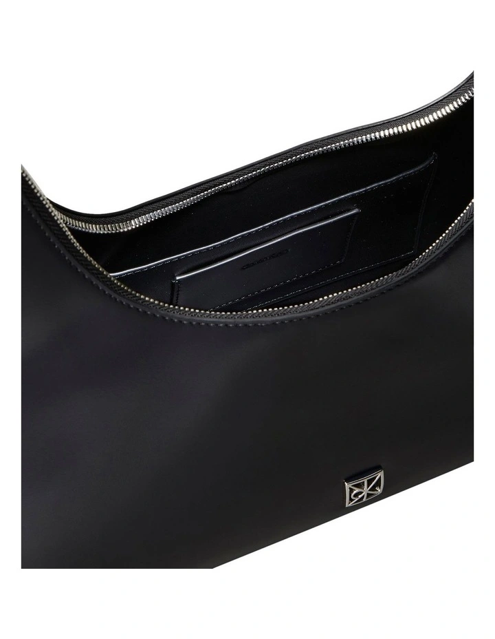 Monogram Logo Emblem Shoulder Bag in Black image 4