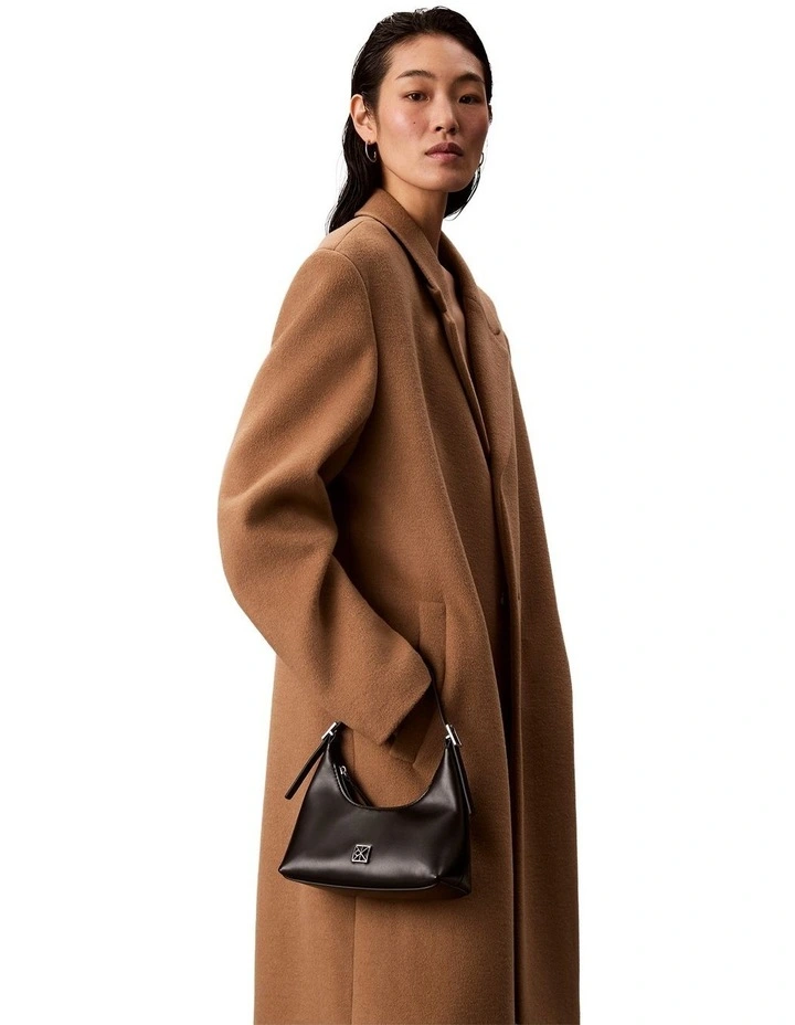 Emblem Logo Leather Shoulder Bag in Black image 5