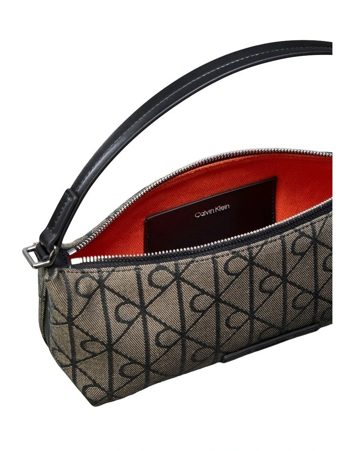 Emblem Allover Print Crossbody Bag in Lotus Beige/Black image 3