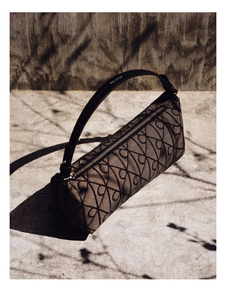 Emblem Allover Print Crossbody Bag in Lotus Beige/Black image 5