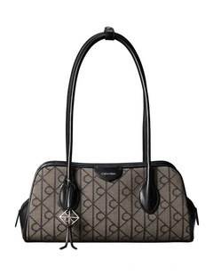 Emblem Trio Shoulder Bag in Lotus Beige/Black Aop