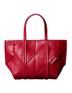 Woven Mini Crossbody Tote Bag in Bordeaux Wine