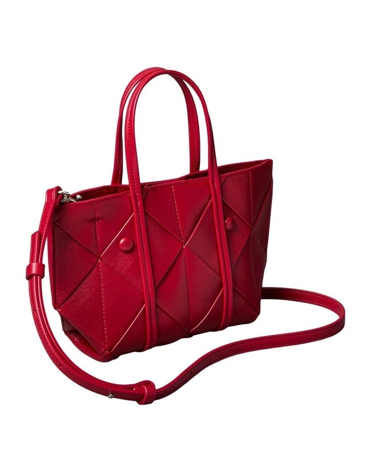 Woven Mini Crossbody Tote Bag in Bordeaux Wine image 2