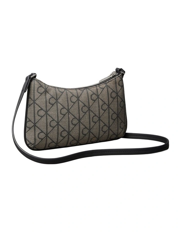 Emblem Allover Print Convertible Crossbody Bag in Lotus Beige/Black Aop image 2