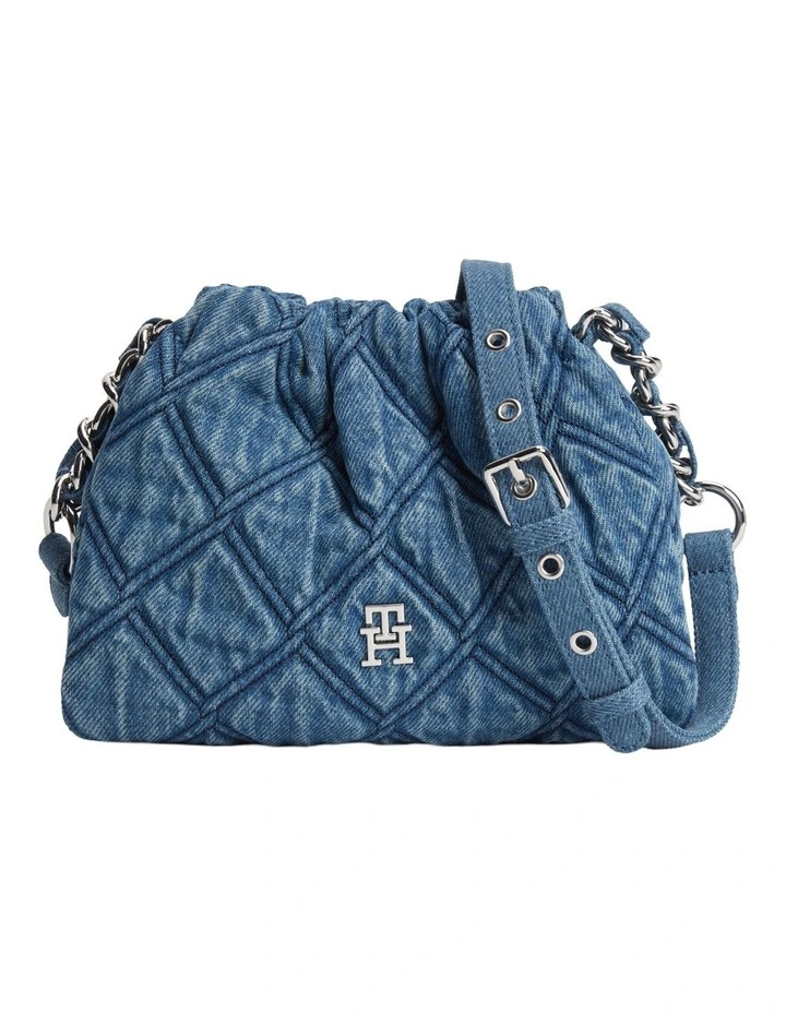 Quilted Denim TH Monogram Crossbody Bag in Denim image 1