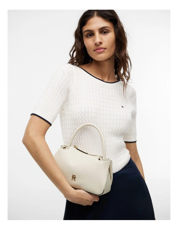 TH Monogram Repeat Logo Satchel in Cream image 2