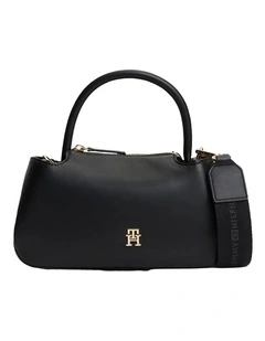 TH Monogram Repeat Logo Satchel in Black