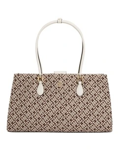 Grace Jacquard Satchel Bag in Beige