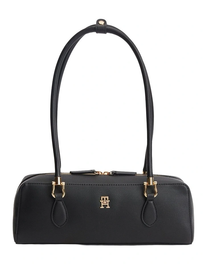 TH Monogram Textured Shoulder Bag in Black image 1