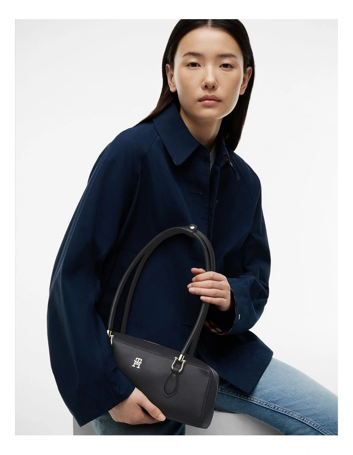 TH Monogram Textured Shoulder Bag in Black image 2