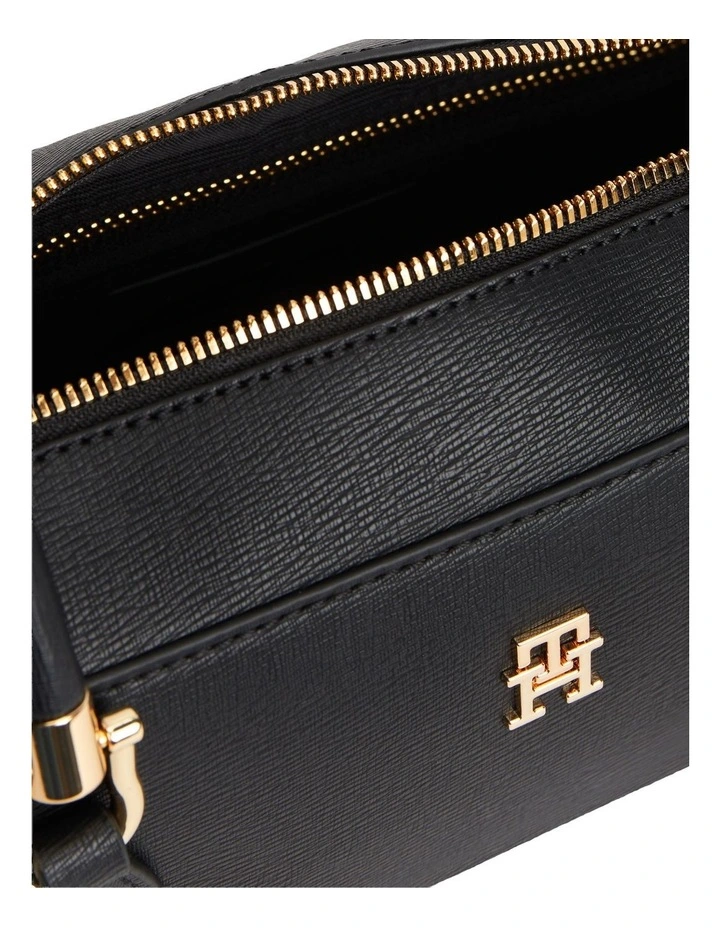 TH Monogram Textured Shoulder Bag in Black image 4