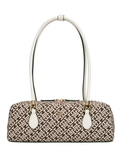 Textile Jacquard Rectangular Shoulder Bag in Neutral