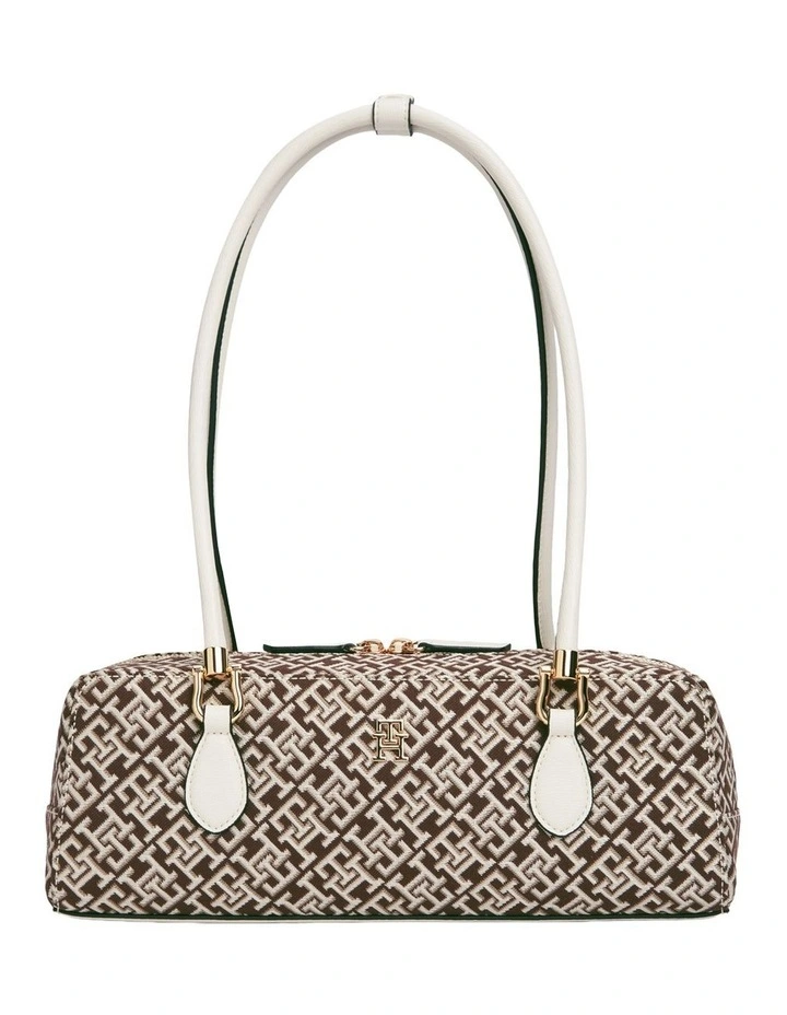Textile Jacquard Rectangular Shoulder Bag in Neutral image 1