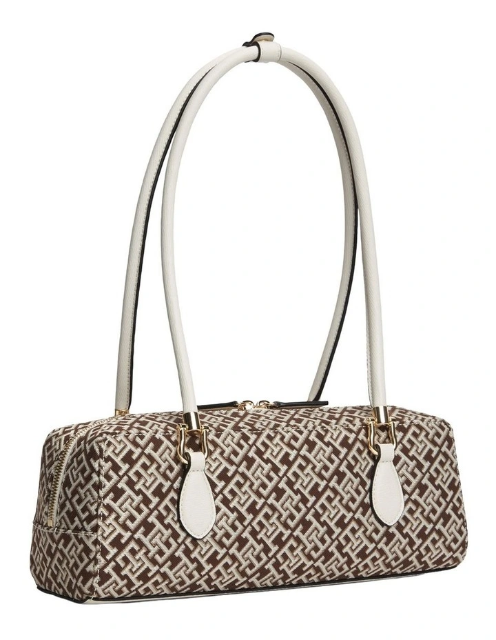Textile Jacquard Rectangular Shoulder Bag in Neutral image 4