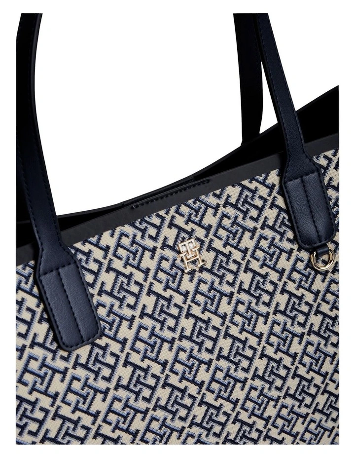 Hilfiger Icon TH Monogram Jacquard Tote Bag in Navy Monogram image 2