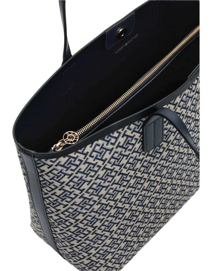 Hilfiger Icon TH Monogram Jacquard Tote Bag in Navy Monogram image 3