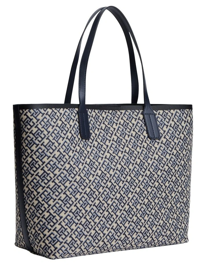 Hilfiger Icon TH Monogram Jacquard Tote Bag in Navy Monogram image 4