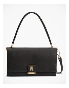 TH Monogram Flap Crossbody Bag in Black