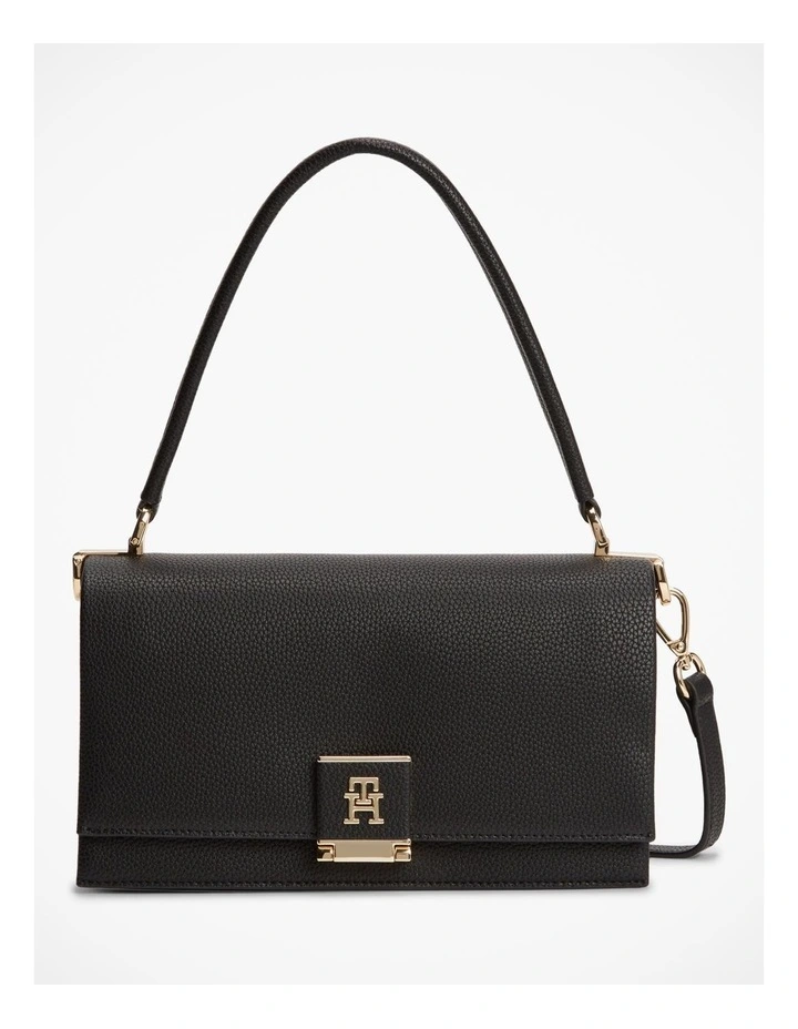 TH Monogram Flap Crossbody Bag in Black image 1