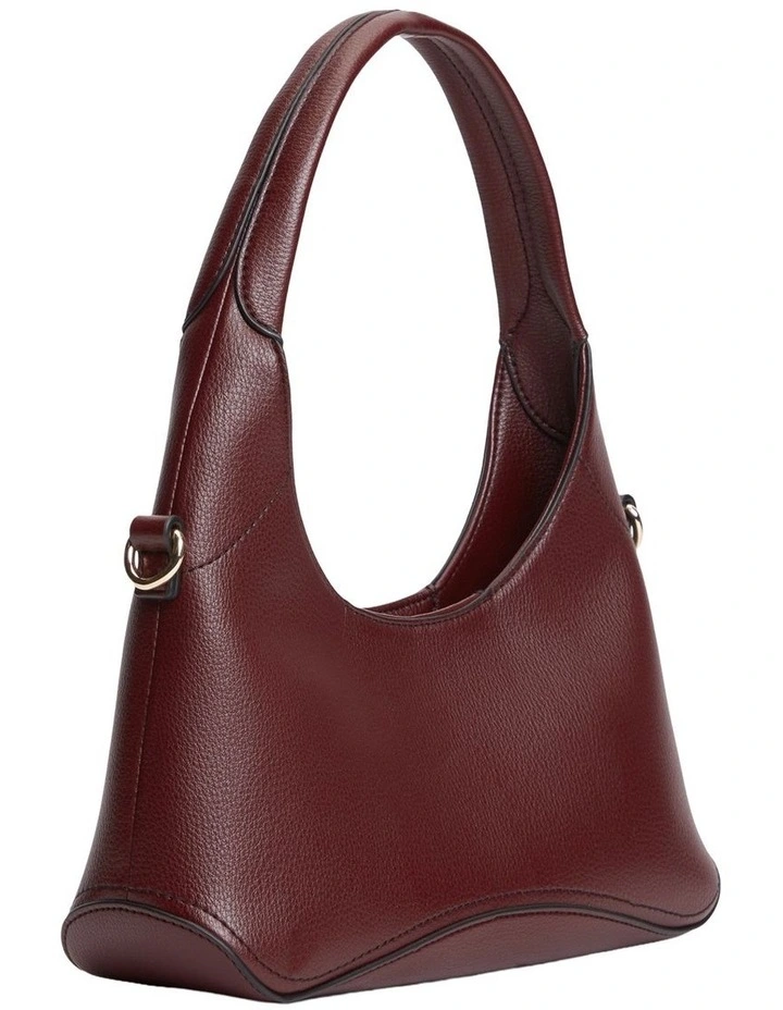 TH Monogram Plaque Crossbody Hobo Bag in Red image 3