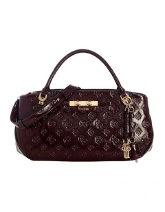 Carmella Satchel Bag in Burgundy Logo