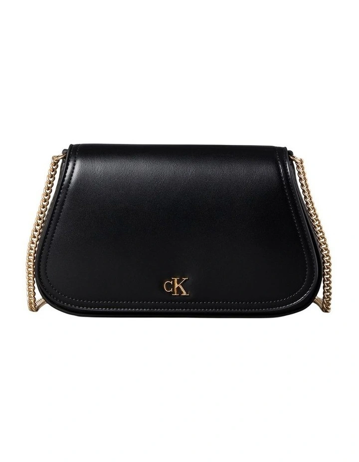 Curved Wallet with Chain Strap in Black image 1