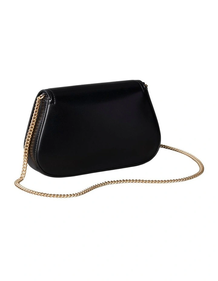 Curved Wallet with Chain Strap in Black image 2