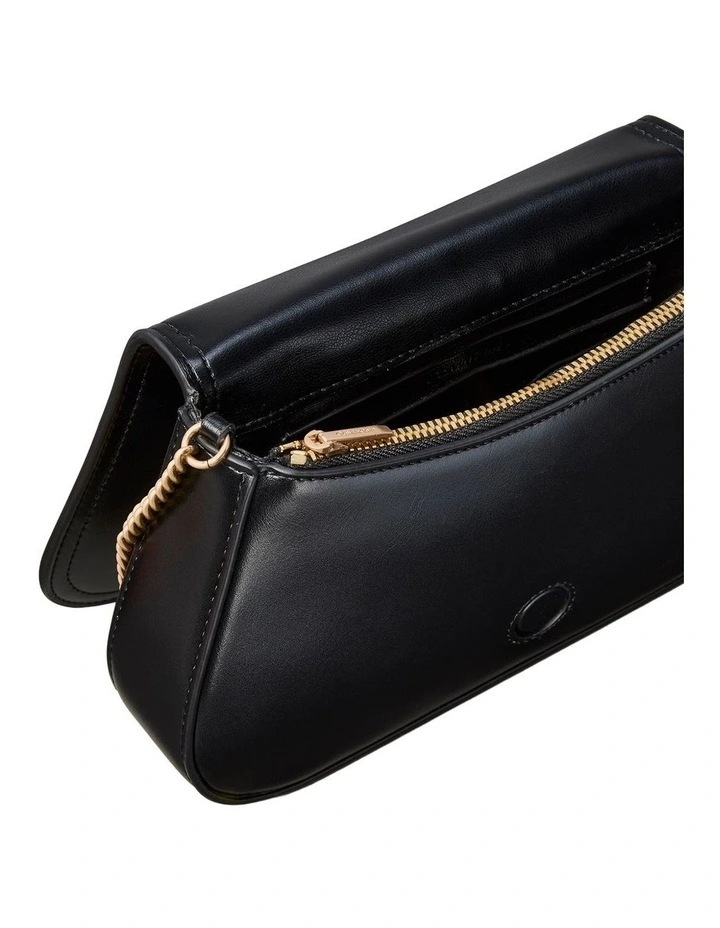 Curved Wallet with Chain Strap in Black image 3
