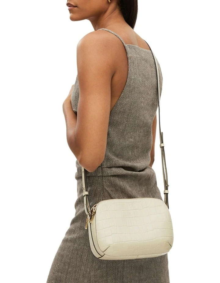 Dukes Place Faux Croc Medium Crossbody Bag in Snow image 3