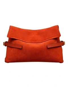 Fleet Street Suede Clutch Bag in Flame