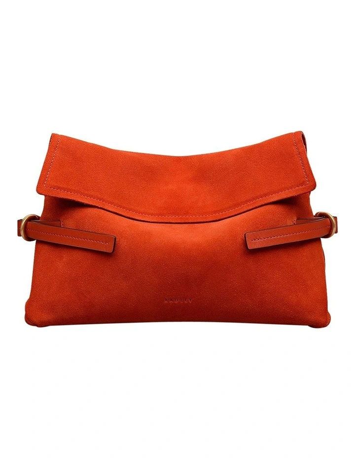Fleet Street Suede Clutch Bag in Flame image 1