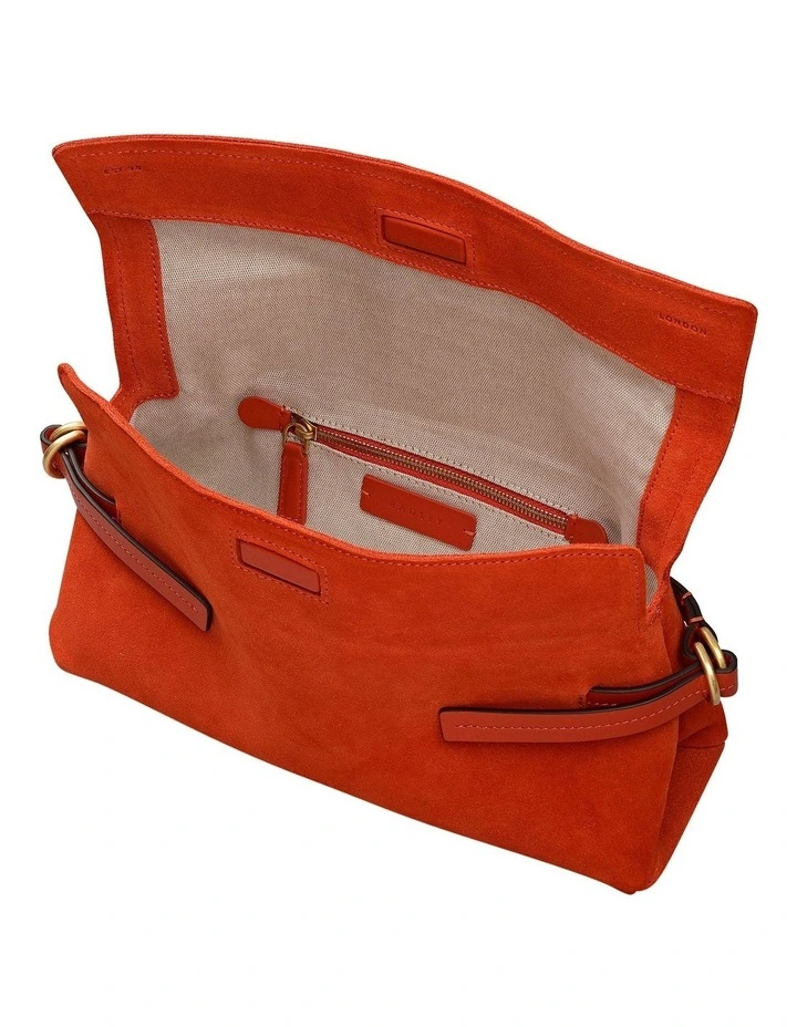 Fleet Street Suede Clutch Bag in Flame image 3