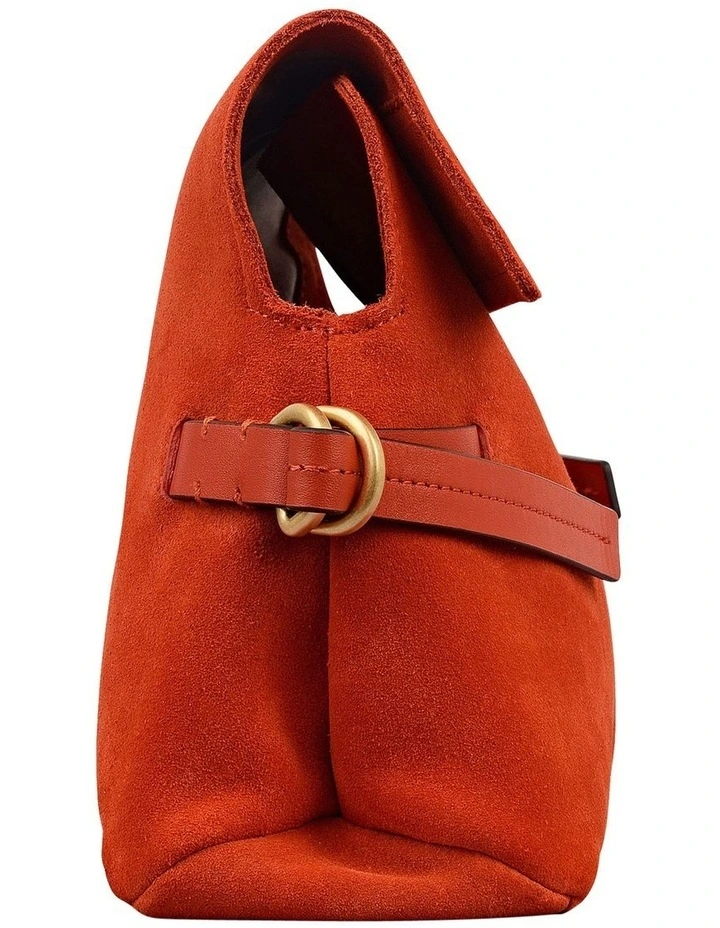 Fleet Street Suede Clutch Bag in Flame image 4