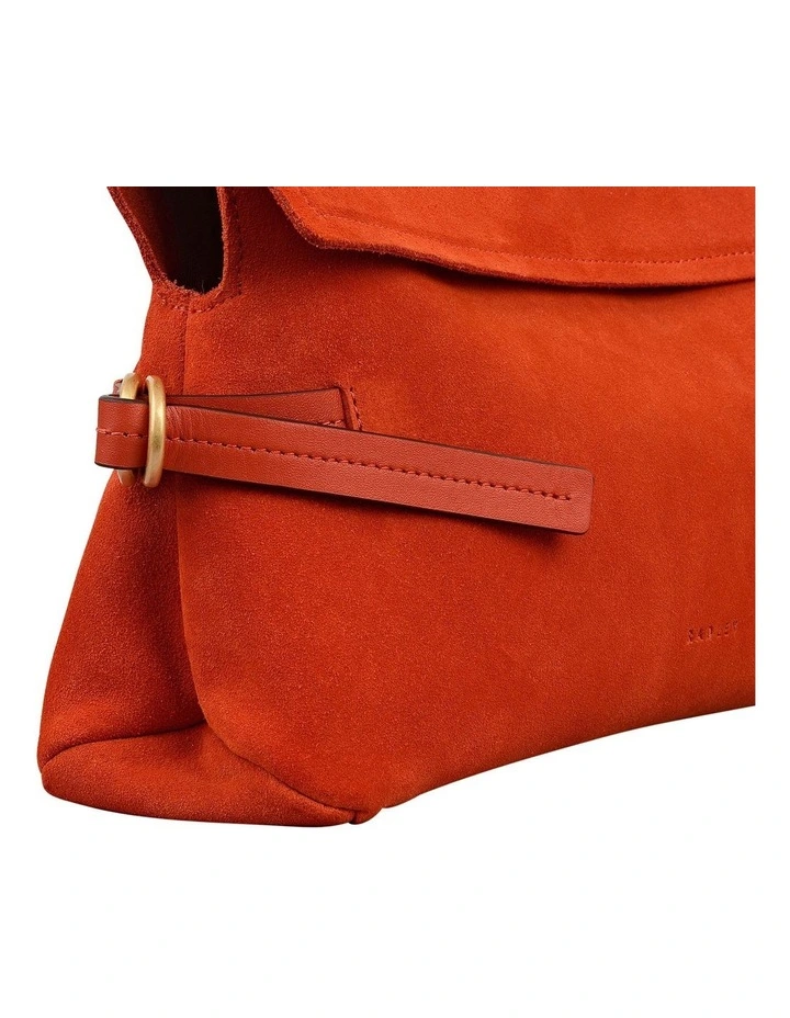 Fleet Street Suede Clutch Bag in Flame image 5